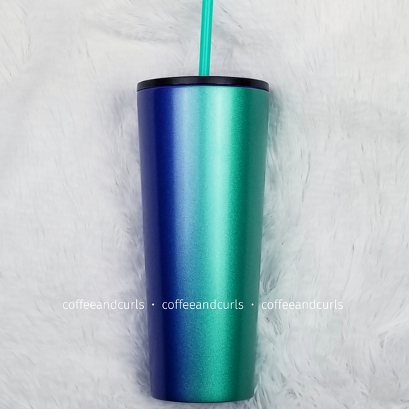 SOLD green blue ombre gradient tumbler 24oz - Picture 3 of 9